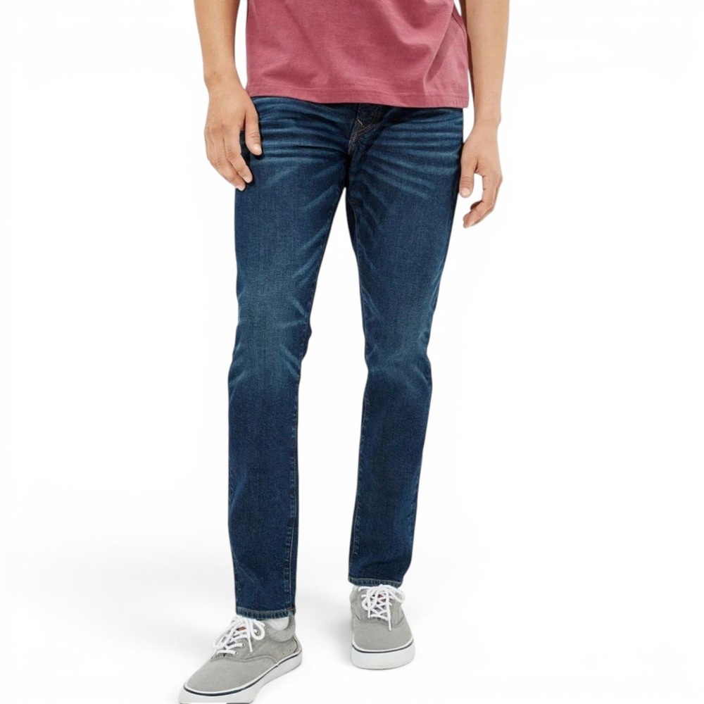 American Eagle Athletic Skinny Jeans Mens 29x32 Dark Blue Airflex Storm Dark NEW